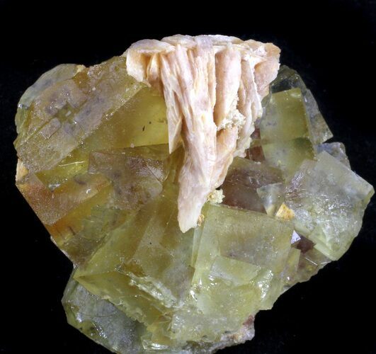 Yellow Cubic Fluorite With Pink Dolomite - Morocco #37476